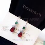 AAA Clone Tiffany Red Sapphire Diamond Paved Earrings